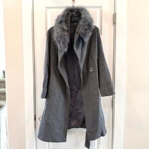 NEW Long Cashmere Alpaca Lana Wool Winter Coat Women’s sz S Premium Grey Color